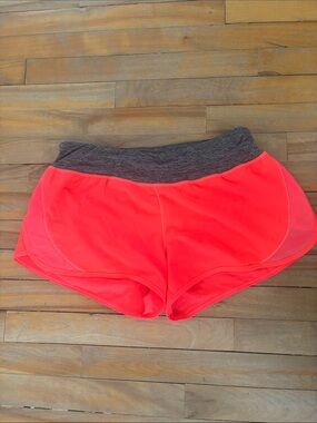 Champion Neon Coral Athletic Shorts with Heather Gray Waistband